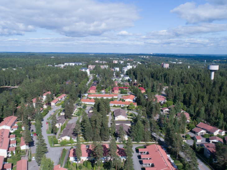 Ilmakuva Hollolan asuinalue Kukkilasta.